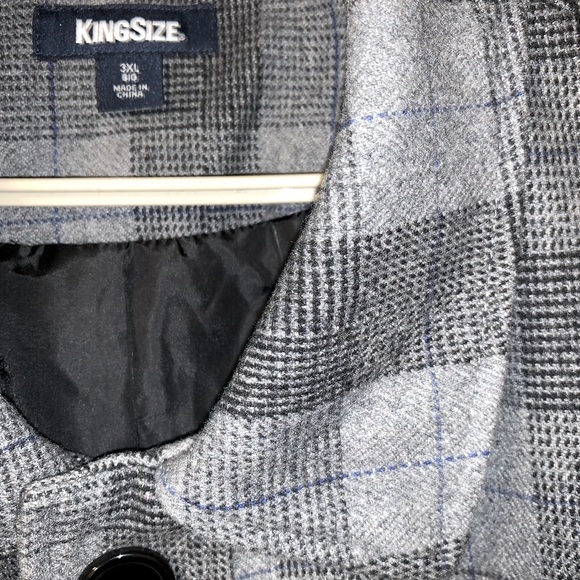 Kingsize 3/4 Gray Plaid Wool Coat 3XL Big and Tall - Picture 11 of 11